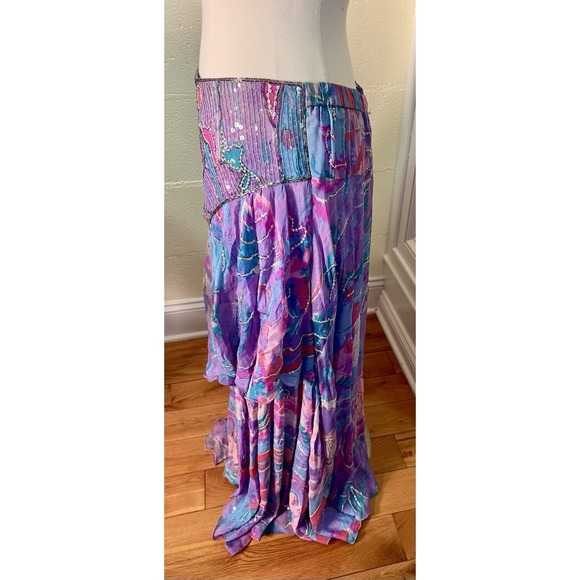 Vtg 80s Judith Ann Creations Butterfly 100% Silk Sequin Skirt & Blouse Size L - Picture 13 of 16